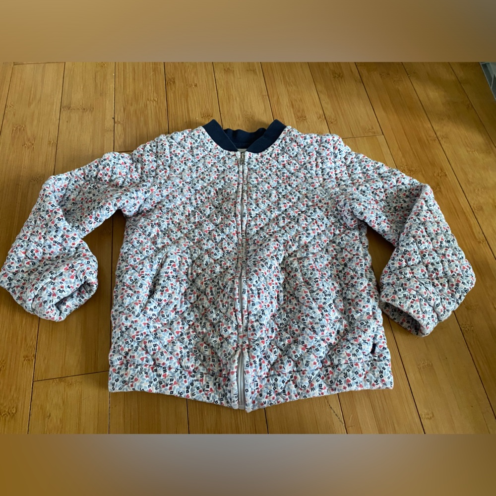 Okaidi zip up jacket sweater. Quilted & cozy. Sz girls 10 brand runs a bit small